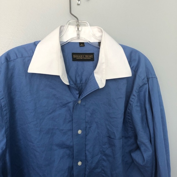 Donald Trump signature luxury french cuff blue Dress shirt 16 - Picture 3 of 8